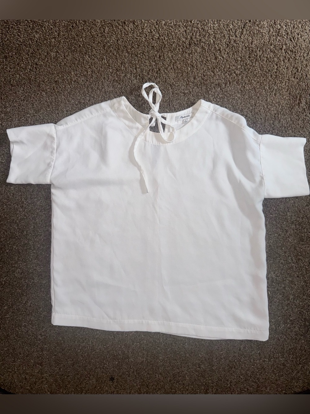 Madewell White Crepe Premier Bow Back Tee - Picture 2 of 6